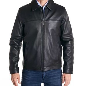 Perry Ellis black lamb skin leather jacket - like new
